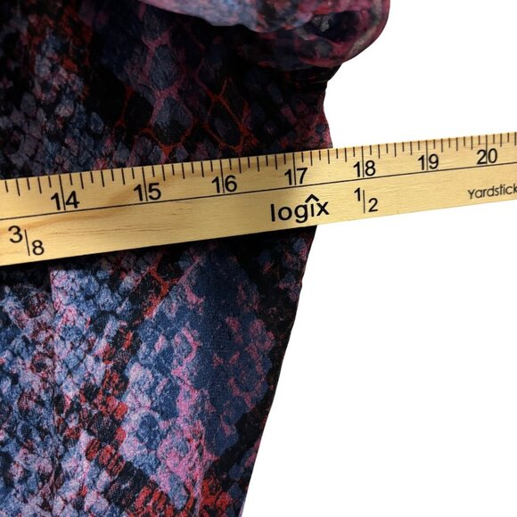 Parker Serpentina Snakeskin Print Silk Dress XS Long Sleeve Ruffle Hem - Picture 5 of 8